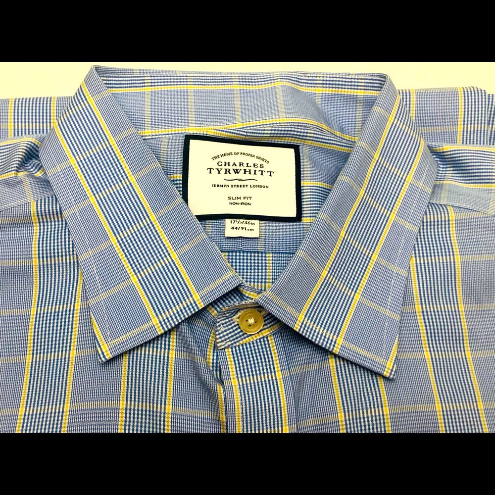 Charles Tyrwhitt  Blue Long Sleeve Shirt SIZE 17.5 44 Men  Button Up